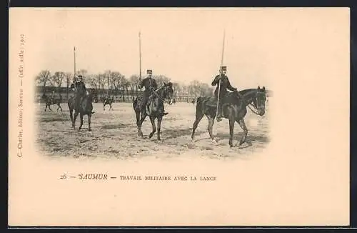 AK Saumur, Travail Militaire avec la Lance, franz. Kavallerie