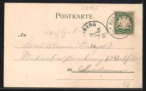 Lithographie Grossgmain, Restauration am Thumsee, Ortsansicht