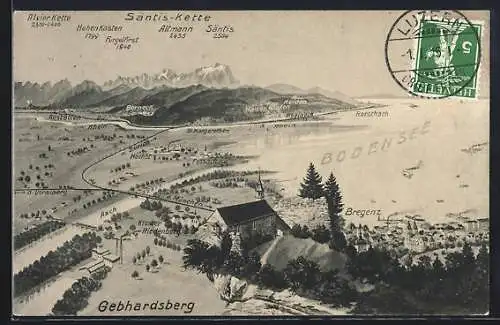 AK Bregenz, Ort im Bodensee und Säntis-Kette