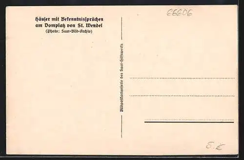 AK St. Wendel, Häusser mit Bekenntnissprüchen am Domplatz