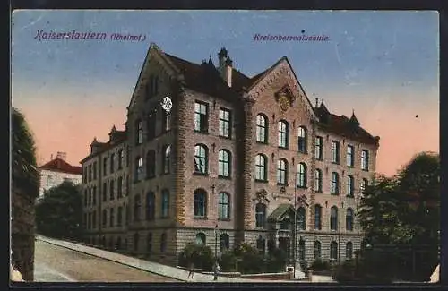 AK Kaiserslautern, Kreisoberrealschule im Abendlicht