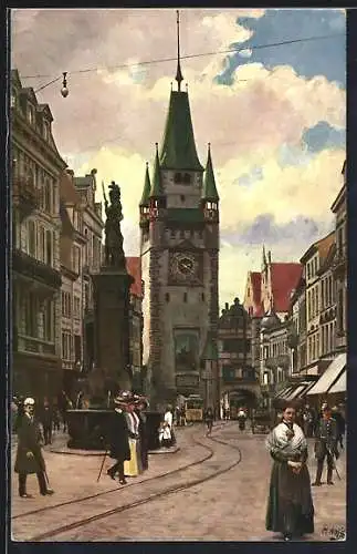 Künstler-AK Heinrich Hoffmann: Freiburg i. Br., Kaiserstrasse mit Martinstor