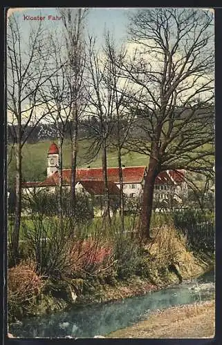 AK Fahr, Blick aufs Kloster durch die Bäume