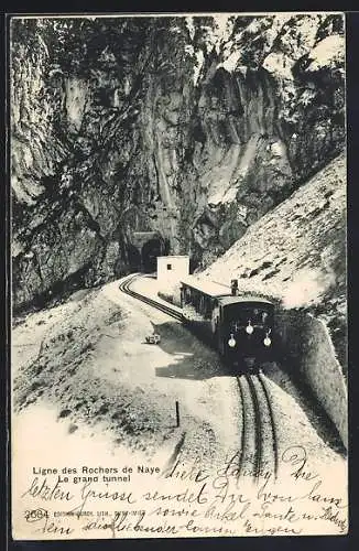 AK Ligne des Rochers de Naye, Le grand tunnel, Bergbahn