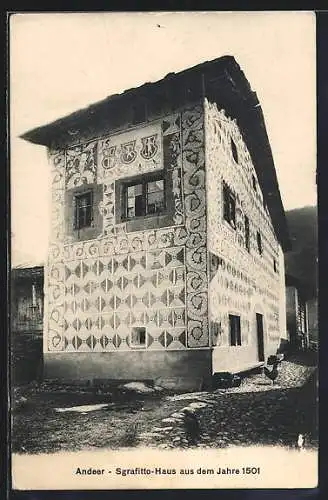 AK Andeer, Sgrafitto-Haus aus dem Jahr 1501