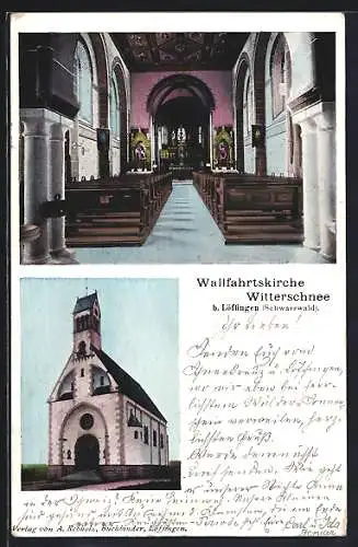 AK Löffingen, Wallfahrtskirche Witterschnee mit Innenansicht