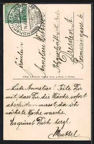 AK Altenberg / Erzgebirge, Geising mit Turm, Gedicht Sage vom Geising