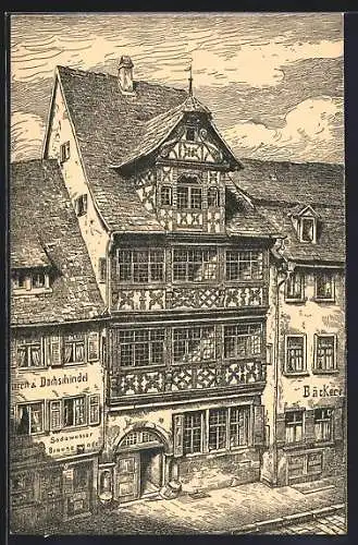 Künstler-AK Hall, vor dem Renaissancehaus