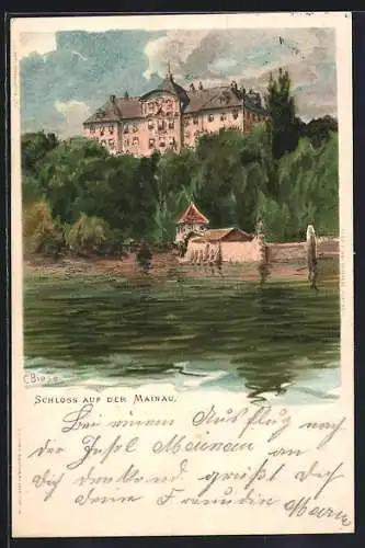 Künstler-AK Carl Biese: Insel Mainau, Blick zum Schloss