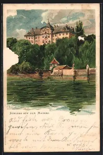 Künstler-AK Carl Biese: Insel Mainau, Blick zum Schloss