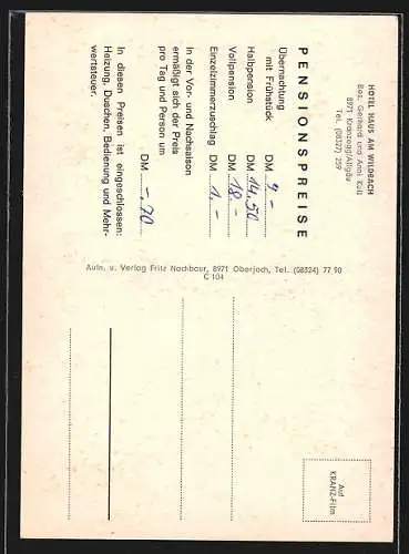 AK Kranzegg /Allgäu, Hotel Haus am Wildbach, Innenansicht