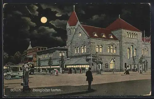 AK Berlin, Zoologischer Garten bei Nacht