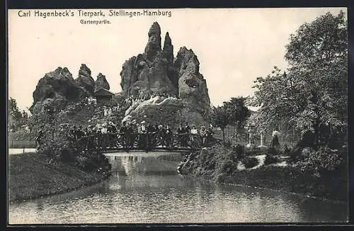 AK Hamburg-Stellingen, Carl Hagenbeck`s Tierpark, Gartenpartie