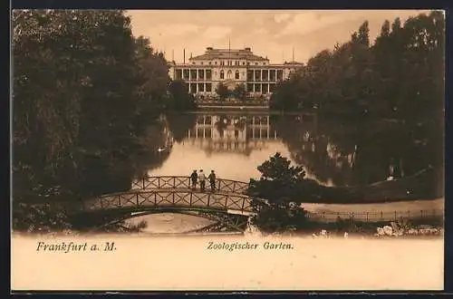 AK Frankfurt, Zoologischer Garten, Partie mit Brücke