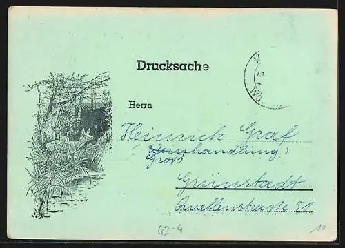 AK Mölsheim, Einladung zur Treibjagd, Jäger schiesst einen Hasen