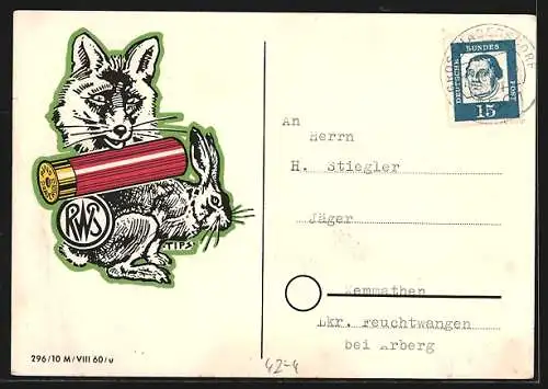 AK Einladung zur Treibjagd, Jäger schiesst Fasane