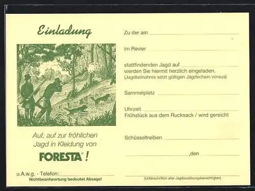 AK Auf, auf zur föhlichen Jagd in Kleidung von FORESTA!, Jäger schiessen im Wald