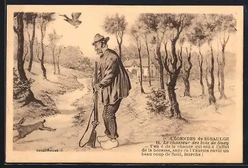 Künstler-AK Le Chasseur des bois de Saxy, Légendes de St-Saulge