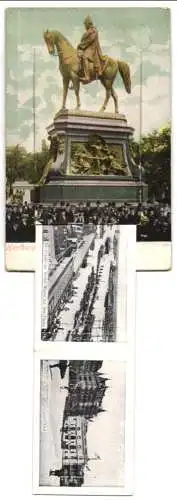 Leporello-AK Hamburg, Kaiser Wilhelm Denkmal, Rathaus, Jungfernstieg, Hafen