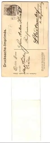 Leporello-AK Hamburg, Kaiser Wilhelm Denkmal, Rathaus, Jungfernstieg, Hafen