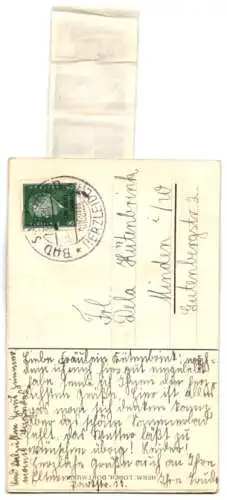 Leporello-AK Bad Salzuflen, Ansichten hinterm Kessel der Lok, Brunnenhalle, Palmenweg, Rathaus