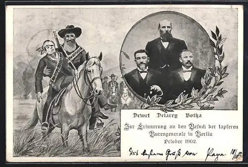 AK Besuch der Burengenerale Dewet, Delarey und Botha in Berlin 1902