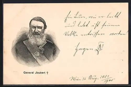 Lithographie General Joubert, Kommandant im Burenkrieg