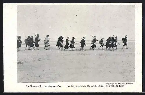 AK Soldats japonais blesses autour de Port-Arthur, Russisch-Japanischer Krieg