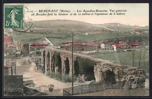 AK Beaunant, Les Aqueducs Romains, vue générale des 28 arcades de 12 m de haut et 6 m d`épaisseur