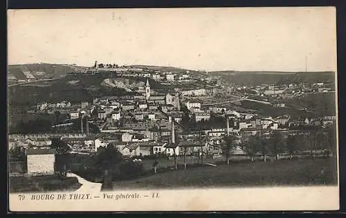 AK Thizy, Vue générale du bourg et des collines environnantes