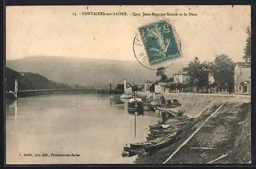 AK Fontaines-sur-Saône, Quai Jean-Baptiste-Simon et le Pont