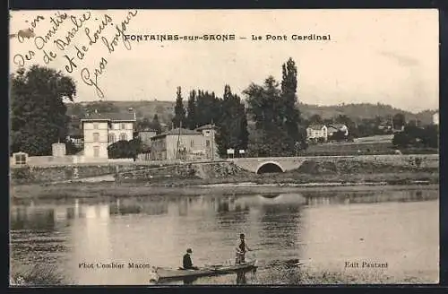 AK Fontaines-sur-Saône, Le Pont Cardinal et vue sur la rivière