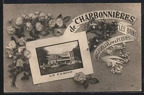 AK Charbonnières-les-Bains, Le Casino et fleurs décoratives