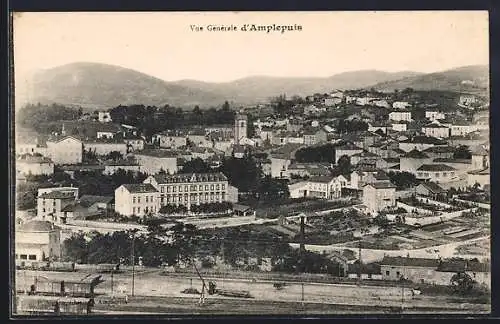 AK Amplepuis, Vue générale du village et des collines environnantes