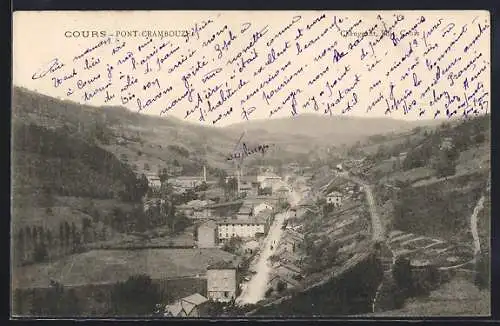 AK Cours, Vue sur le Pont Crouzet et le village environnant