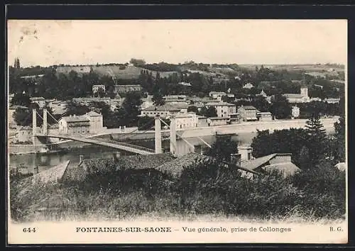 AK Fontaines-sur-Saône, Vue générale, prise de Collonges