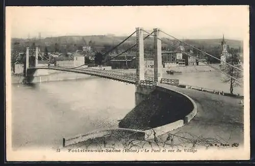 AK Fontaines-sur-Saône, Le Pont et vue du Village