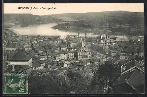 AK Givors, Vue générale du village et de la rivière Rhône