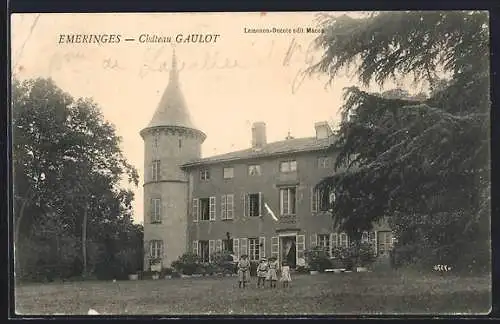 AK Emeringes, Château Gaulot et enfants dans le parc