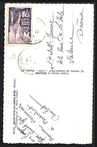 AK Saint-Cyr-au-Mont-d`Or, Vue aérienne de l`église et des vignobles environnants