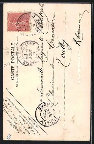 AK La Demi-Lune, L`Église vue de face avec arbres en avant-plan