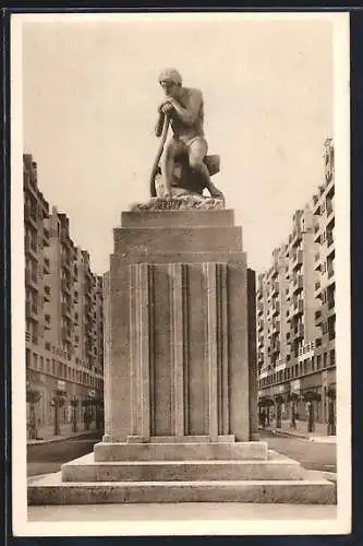 AK Villeurbanne, Statue du Penseur dans le Nouveau Centre Urbain