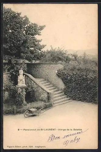 AK Saint-Laurent, Pensionnat et statue de la Vierge de la Salette