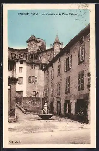 AK Chessy, La Fontaine et le Vieux Château