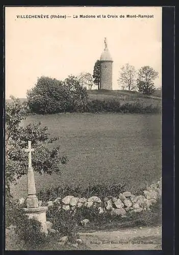 AK Villechenève, La Madone et la Croix de Mont-Rampat