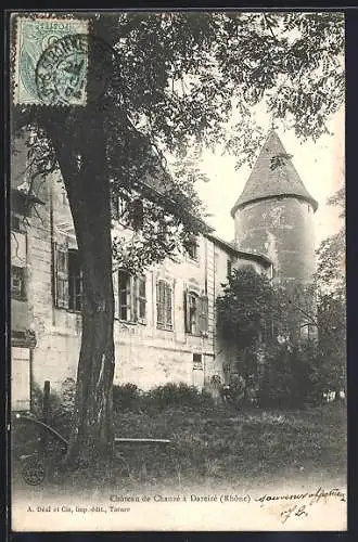 AK Dareizé, Château de Chanzé avec tour et facade ombragée