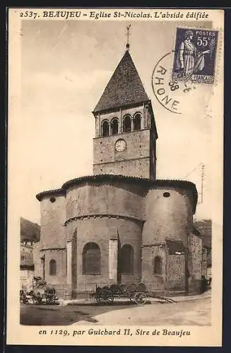 AK Beaujeu, Église St-Nicolas, l`abside édifiée en 1129 par Guichard II