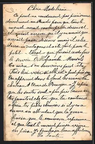 AK Beaujeu, Pont Paradis et vue sur le village