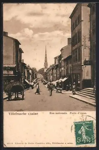 AK Villefranche-sur-Saône, Rue nationale et Porte d`Anse