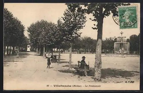 AK Villefranche-sur-Saône, Le Promenoir et ses arbres majestueux